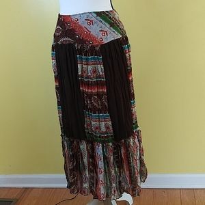 VIA MONTE Brown /Multicolor Skirt NWOT Size: Small